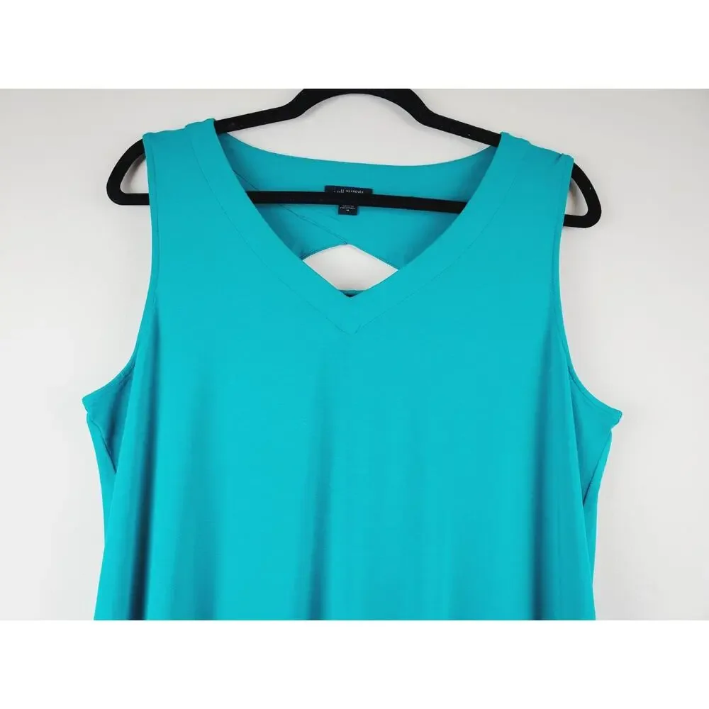 J. Jill Wearever Collection Womens Medium Dress Stretch Knit Pockets Aqua Travel